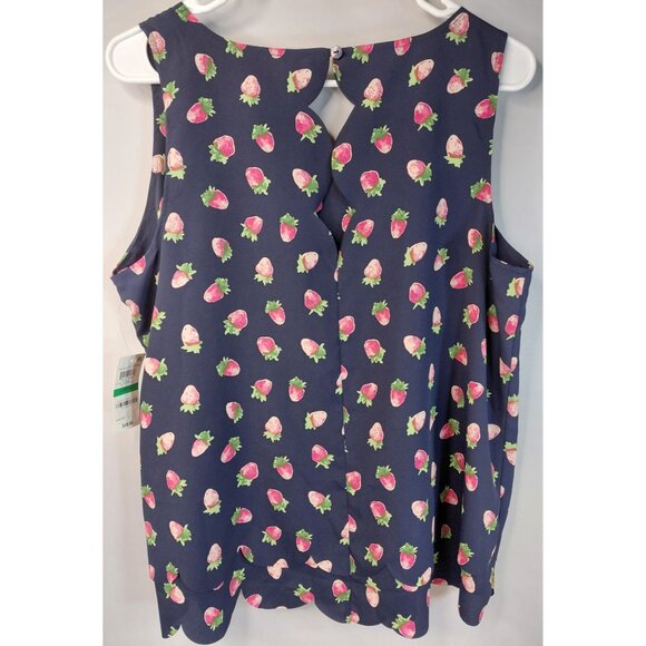 Maison Jules Women's Scallop Tank Top With Strawberry Print - Picture 2 of 11